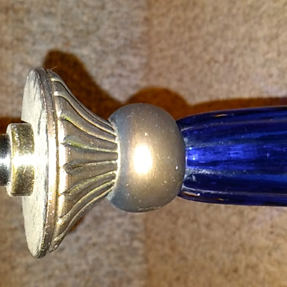 Vintage Desk Lamp Cobalt Blue Glass Crystal Table Lamp - Picture 8 of 16
